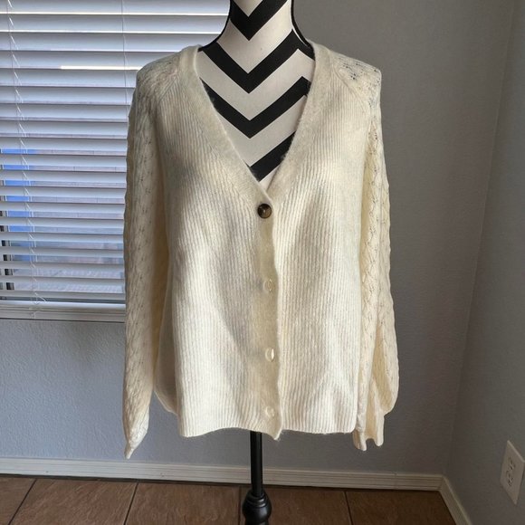 Lane Bryant Cream Softy Button Up Cardigan Sweater Size 14/16 NWT - Picture 1 of 4